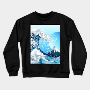 Wave off Kanagawa with a blue moon Crewneck Sweatshirt